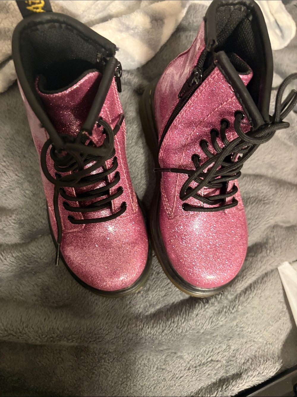 Dr. Martens Kids Pink Glitter Lace-Up Boots - Picture 2 of 5